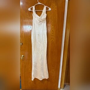 Chic Cream Maxi Evening Gown